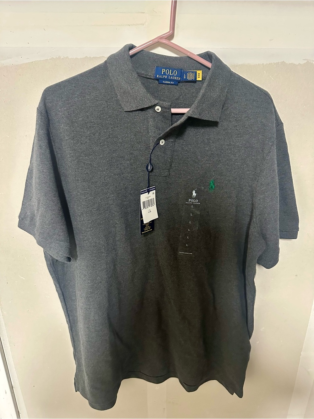 Ralph Lauren Men's Dark Gray Polo with Green Pony